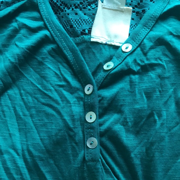 Neon Soul women’s thin button up lace back Teal green shirt Size Large.Brand New - Picture 8 of 8